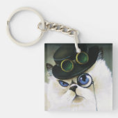 Steampunk Siamese Perswian Kat Sleutelhanger (Voorkant)