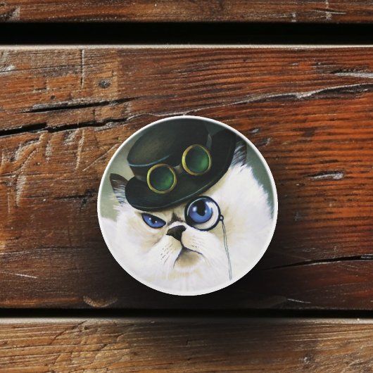 Steampunk Siamese Perzische Kat Keramische Knop