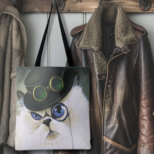 Steampunk Siamese Perzische Kat Tote Bag