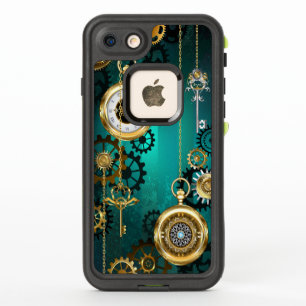 Steampunk-sieraden Horloge op een groene achtergro