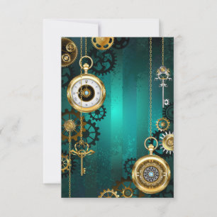 Steampunk-sieraden Horloge op een groene achtergro