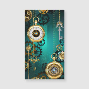 Steampunk-sieraden Horloge op een groene achtergro