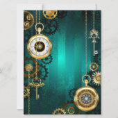 Steampunk-sieraden Horloge op een groene achtergro (Voorkant)