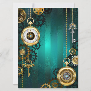 Steampunk-sieraden Horloge op een groene achtergro