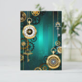 Steampunk-sieraden Horloge op een groene achtergro Aankondiging (Staand voorkant)