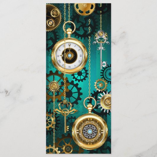 Steampunk-sieraden Horloge op een groene achtergro Advieskaart (Voorkant)