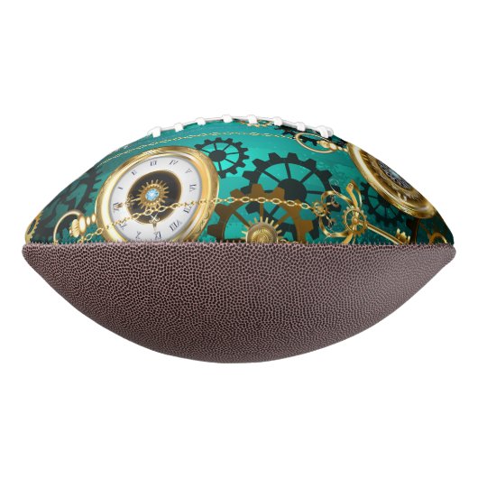 Steampunk-sieraden Horloge op een groene achtergro American Football (Gedraaid 270)