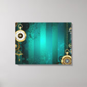 Steampunk-sieraden Horloge op een groene achtergro Canvas Afdruk (Voorkant)