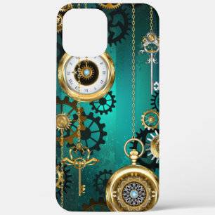 Steampunk-sieraden Horloge op een groene achtergro Case-Mate iPhone Case