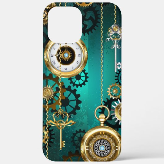 Steampunk-sieraden Horloge op een groene achtergro Case-Mate iPhone Case (Achterkant)