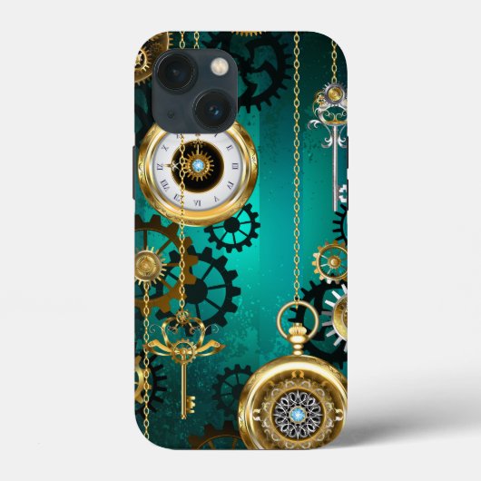 Steampunk-sieraden Horloge op een groene achtergro Case-Mate iPhone Case (Achterkant)