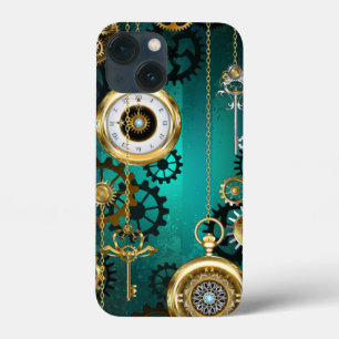 Steampunk-sieraden Horloge op een groene achtergro Case-Mate iPhone Case