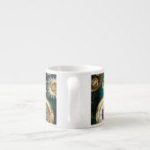 Steampunk-sieraden Horloge op een groene achtergro Espresso Kop (Achterkant)