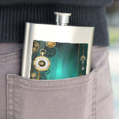 Steampunk-sieraden horloge op een groene achtergro flacon (Voorbeeld)