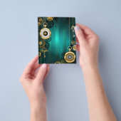 Steampunk-sieraden Horloge op een groene achtergro Flyer (Hand)