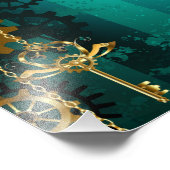 Steampunk-sieraden Horloge op een groene achtergro Foto Afdruk (Hoek)