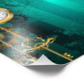 Steampunk-sieraden Horloge op een groene achtergro Foto Afdruk (Hoek)