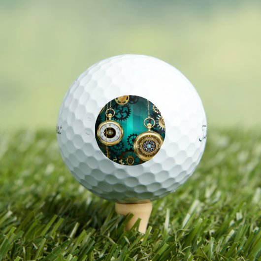 Steampunk-sieraden Horloge op een groene achtergro Golfballen (Insitu Shirt)