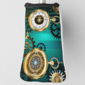 Steampunk-sieraden Horloge op een groene achtergro Golfheadcover (Draai 90)