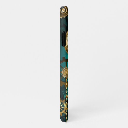 Steampunk-sieraden Horloge op een groene achtergro iPhone Hoesje (Rechterkant)
