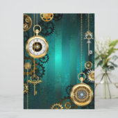 Steampunk-sieraden Horloge op een groene achtergro Kaart (Staand voorkant)
