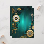 Steampunk-sieraden Horloge op een groene achtergro Kaart (Voorkant / Achterkant in situ)