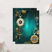 Steampunk-sieraden Horloge op een groene achtergro Kaart (Voorkant / Achterkant in situ)