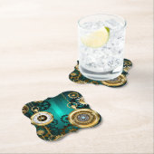 Steampunk-sieraden Horloge op een groene achtergro Kartonnen Onderzetters (Insitu)