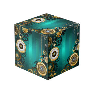 Steampunk-sieraden Horloge op een groene achtergro Kubus