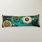 Steampunk-sieraden horloge op een groene achtergro lichaamskussen (Achterkant)