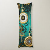 Steampunk-sieraden horloge op een groene achtergro lichaamskussen (Achterkant (Verticaal))