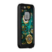 Steampunk-sieraden Horloge op een groene achtergro LifeProof iPhone Hoesje (Achterkant / rechts)