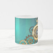 Steampunk-sieraden Horloge op een groene achtergro Matglas Koffiemok (Voorkant rechts)