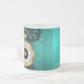 Steampunk-sieraden Horloge op een groene achtergro Matglas Koffiemok (Voorkant links)