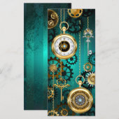 Steampunk-sieraden Horloge op een groene achtergro Menu (Voorkant / Achterkant)