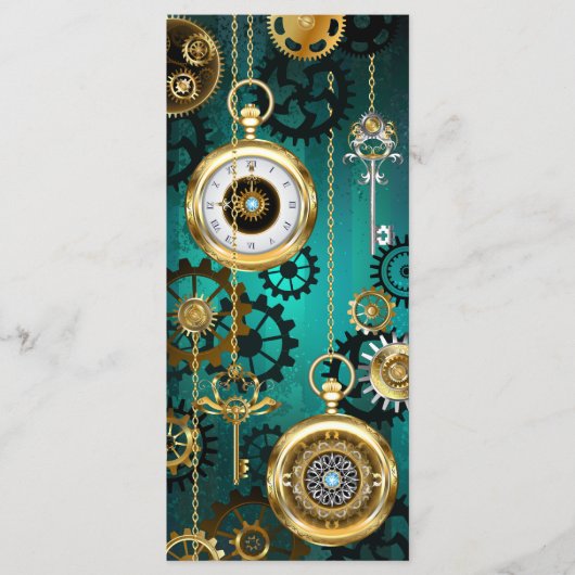 Steampunk-sieraden Horloge op een groene achtergro Menu (Voorkant)