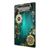 Steampunk-sieraden Horloge op een groene achtergro Mini Klembord (Angled2)