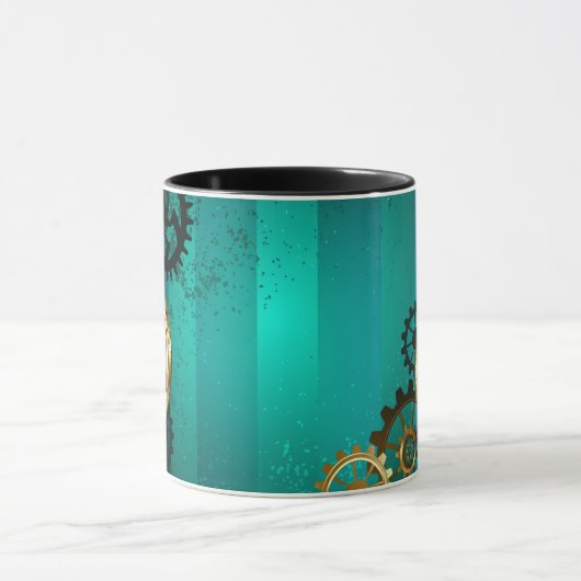 Steampunk-sieraden Horloge op een groene achtergro Mok (Midden)