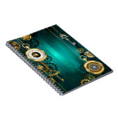 Steampunk-sieraden horloge op een groene achtergro notitieboek (Rechterzijde)