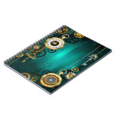 Steampunk-sieraden horloge op een groene achtergro notitieboek (Linkerzijde)