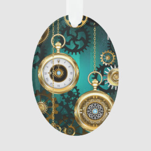 Steampunk-sieraden horloge op een groene achtergro ornament