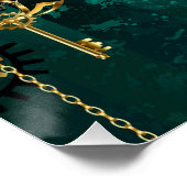 Steampunk-sieraden Horloge op een groene achtergro Perfect Poster (Hoek)