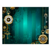 Steampunk-sieraden Horloge op een groene achtergro Perfect Poster (Voorkant)