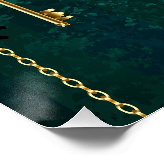 Steampunk-sieraden Horloge op een groene achtergro Perfect Poster (Hoek)