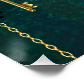 Steampunk-sieraden Horloge op een groene achtergro Perfect Poster (Hoek)