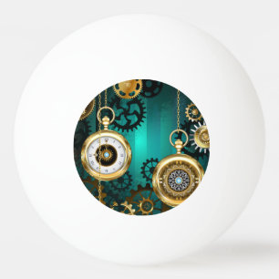 Steampunk-sieraden Horloge op een groene achtergro Pingpongbal