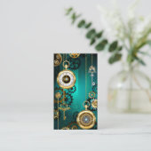 Steampunk-sieraden Horloge op een groene achtergro Plaatskaartje (Staand voorkant)
