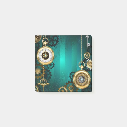 Steampunk-sieraden Horloge op een groene achtergro Post-it® Notes (Voorkant)
