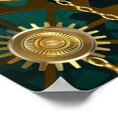 Steampunk-sieraden Horloge op een groene achtergro Poster (Hoek)