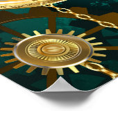 Steampunk-sieraden horloge op een groene achtergro poster (Hoek)